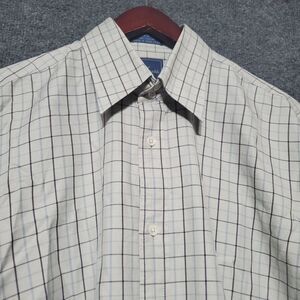 Vintage Faconnable Shirt Medium Check Plaid Mens Button Up Cotton Long Sleeve